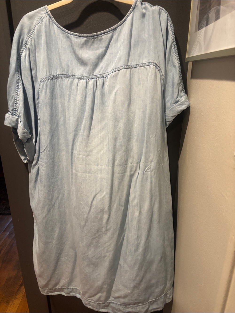 Simply Emma Light Blue Chambray V-Neck Tunic - Picture 3 of 6
